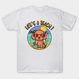 Funny brown dog is chilling on the beach T-Shirt